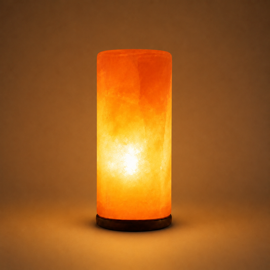 Cylinder Shape Lamp with Himalayan Crystal Rock Salt